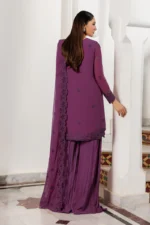 Zarif Unstitched Chiffon Suit 26’-WADHAI-08 purple embroidered chiffon Pakistani dress Nourah By Zarif 2026 UK, back side
