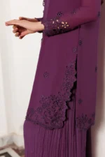 Zarif Unstitched Chiffon Suit 26’-WADHAI-08 purple embroidered chiffon Pakistani dress Nourah By Zarif 2026 UK, kameez dam,an close look