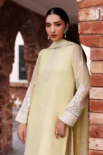 Zarif Unstitched Chiffon Suit 26’-ZARD-07 cream hand embellished chiffon Pakistani dress Nourah By Zarif 2026 UK, kameez close look