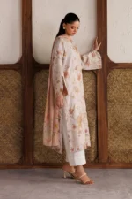 Iznik Embroidered Lawn Suit IBE-05 dusty peach Pakistani lawn suit with Swiss lawn dupatta and embroidery, side look
