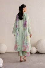 Iznik Embroidered Lawn Suit IBE-06 mint green Pakistani lawn suit with chiffon dupatta and organza embroidery, back look