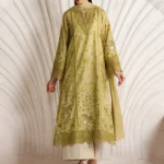 Iznik Embroidered Lawn Suit IBE-09 mustard Pakistani lawn suit with Swiss lawn dupatta and embroidery, full front look