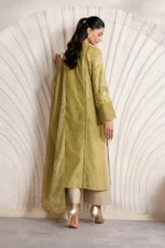 Iznik Embroidered Lawn Suit IBE-09 mustard Pakistani lawn suit with Swiss lawn dupatta and embroidery, back look
