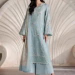 Iznik Embroidered Lawn Suit IBE-10 sky blue Pakistani lawn suit with Swiss lawn dupatta and embroidery, fulll front look