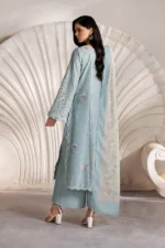 Iznik Embroidered Lawn Suit IBE-10 sky blue Pakistani lawn suit with Swiss lawn dupatta and embroidery, back look