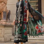 Maria B Embroidered Jacquard Lawn Suit EL-26-11 3D floral embroidery silk dupatta Pakistani designer outfit UK, full front look