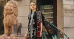 Maria B Embroidered Jacquard Lawn Suit EL-26-11 3D floral embroidery silk dupatta Pakistani designer outfit UK, kameez close look