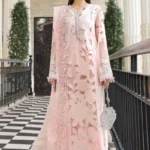 Maria B Embroidered Lawn Suit EL-26-02 pink 3 piece Pakistani lawn suit UK Eid party outfit, full front look