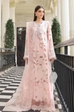Maria B Embroidered Lawn Suit EL-26-02 pink 3 piece Pakistani lawn suit UK Eid party outfit, full front look