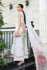 Maria B Embroidered Lawn Suit EL-26-03 off white 3 piece Pakistani lawn suit UK Eid party outfit, back look