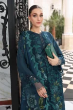 Maria B Embroidered Lawn Suit EL-26-06 sea green 3 piece Pakistani lawn suit UK Eid party outfit, kameez close look