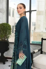 Maria B Embroidered Lawn Suit EL-26-06 sea green 3 piece Pakistani lawn suit UK Eid party outfit, side look