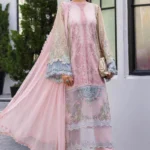 Maria B Embroidered Lawn Suit EL-26-09 embroidered organza lawn suit with chiffon dupatta Pakistani designer outfit, full front look
