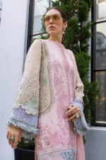 Maria B Embroidered Lawn Suit EL-26-09 embroidered organza lawn suit with chiffon dupatta Pakistani designer outfit, side look
