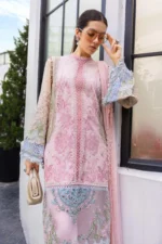 Maria B Embroidered Lawn Suit EL-26-09 embroidered organza lawn suit with chiffon dupatta Pakistani designer outfit, front kameez look