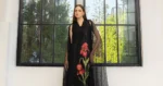 Maria B Embroidered Lawn Suit EL-26-10 embroidered organza net dupatta black Pakistani lawn suit UK, front kameez