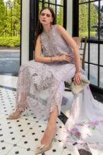 Maria B Embroidered Lawn Suit EL-26-12 lilac Pakistani designer 3 piece lawn suit UK with silk dupatta, dupatta and shirt