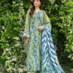 Elaf Bridgerton Prints EPB-2A Garden Affair digital printed lawn suit with voile dupatta and cambric trouser UK, full front look