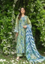 Elaf Bridgerton Prints EPB-2A Garden Affair digital printed lawn suit with voile dupatta and cambric trouser UK, full front look