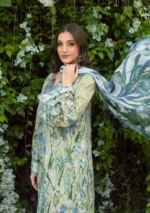 Elaf Bridgerton Prints EPB-2A Garden Affair digital printed lawn suit with voile dupatta and cambric trouser UK, side look