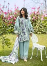 Elaf Bridgerton Prints EPB-2B Lady Ever digital printed lawn suit with voile dupatta and cambric trouser UK, full front look
