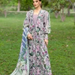 Elaf Bridgerton Prints EPB-3A ELVIRA digital printed lawn suit with voile dupatta and cambric trouser UK, full front look