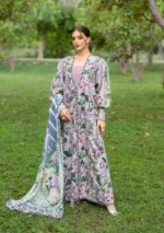 Elaf Bridgerton Prints EPB-3A ELVIRA digital printed lawn suit with voile dupatta and cambric trouser UK, full front look