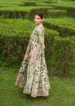 Elaf Bridgerton Prints EPB-3B PETALINE digital printed lawn suit with voile dupatta and cambric trouser UK, side look