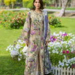 Elaf Bridgerton Prints EPB-4A GIARDINO digital printed lawn suit with voile dupatta and cambric trouser UK, full front look