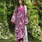 Elaf Bridgerton Prints EPB-4B DOLCE ROSA digital printed lawn suit with voile dupatta and cambric trouser UK, FULL FRONT LOOK