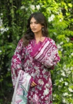 Elaf Bridgerton Prints EPB-4B DOLCE ROSA digital printed lawn suit with voile dupatta and cambric trouser UK, sleeves and kameez close look