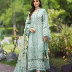 Elaf Bridgerton Prints EPB-5B CIELA BELLE digital printed lawn suit with voile dupatta and cambric trouser UK, full front look