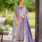 Elaf Bridgerton Prints EPB-6A LILAC GARDEN digital printed lawn suit with voile dupatta and cambric trouser UK, FULL FRONT LOOK