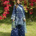 Elaf Bridgerton Prints EPB-6B FIORITA digital printed lawn suit with voile dupatta and cambric trouser UK, full front look