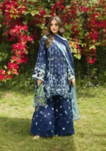 Elaf Bridgerton Prints EPB-6B FIORITA digital printed lawn suit with voile dupatta and cambric trouser UK, full front look