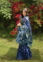 Elaf Bridgerton Prints EPB-6B FIORITA digital printed lawn suit with voile dupatta and cambric trouser UK, side look