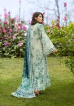 Elaf Bridgerton Prints EPB-7A DAPHANEE digital printed lawn suit with voile dupatta and cambric trouser UK, back look