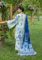 Elaf Bridgerton Prints EPB-7B FIORI D’AVORIO digital printed lawn suit with voile dupatta and cambric trouser UK, back look