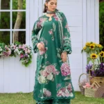 Elaf Bridgerton Prints EPB-8B MARIN digital printed lawn suit with voile dupatta and cambric trouser UK, fulll front lawn suit look