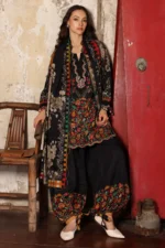 3-Piece Unstitched Charizma Combination Winter V1 ‘26 - CCW7-01, luxurious embroidered linen suit at Zee Collections UK, full front look