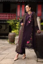 3-Piece Unstitched Charizma Combination Winter V1 ‘26 - CCW7-05, luxurious embroidered linen suit at Zee Collections UK, full front look