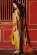 3-Piece Unstitched Charizma Combination Winter V1 ‘26 - CCW7-03, luxurious embroidered linen suit at Zee Collections UK, side look