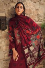 3-Piece Unstitched Charizma Combination Winter V1 ‘26 - CCW7-06, luxurious embroidered linen suit at Zee Collections UK, dupatta close up
