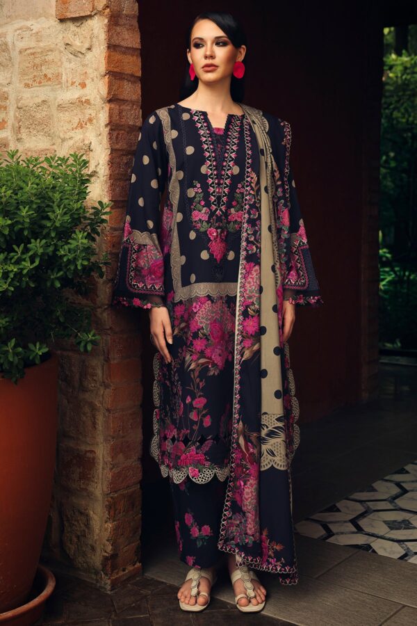 3-Piece Unstitched Charizma Combination Winter V1 ‘26 - CCW7-08, luxurious embroidered linen suit at Zee Collections UK, full front look