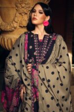 3-Piece Unstitched Charizma Combination Winter V1 ‘26 - CCW7-08, luxurious embroidered linen suit at Zee Collections UK, dupatta close look