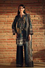 3-Piece Unstitched Charizma Combination Winter V1 ‘26 - CCW7-09, luxurious embroidered linen suit at Zee Collections UK, full front look