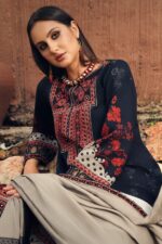 3-Piece Unstitched Charizma Combination Winter V1 ‘26 - CCW7-10, luxurious embroidered linen suit at Zee Collections UK, neck design close look