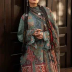 Maria B M.Prints 3-PC Unstitched Embroidered Cambric Suit MPT-3102-A, Maria B UK latest winter collection at Zee Collections, full front look