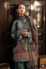 Maria B M.Prints 3-PC Unstitched Embroidered Cambric Suit MPT-3102-A, Maria B UK latest winter collection at Zee Collections, full front look