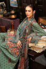 Maria B M.Prints 3-PC Unstitched Embroidered Cambric Suit MPT-3102-A, Maria B UK latest winter collection at Zee Collections, sleeves look